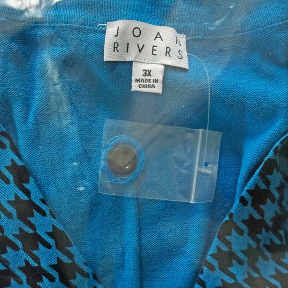 JACKET, BOYFRIEND CARDIGAN, JOAN RIVERS, HOUNDSTOOTH, BLACK/BLUE, SZ 3X, - Picture 5 of 5